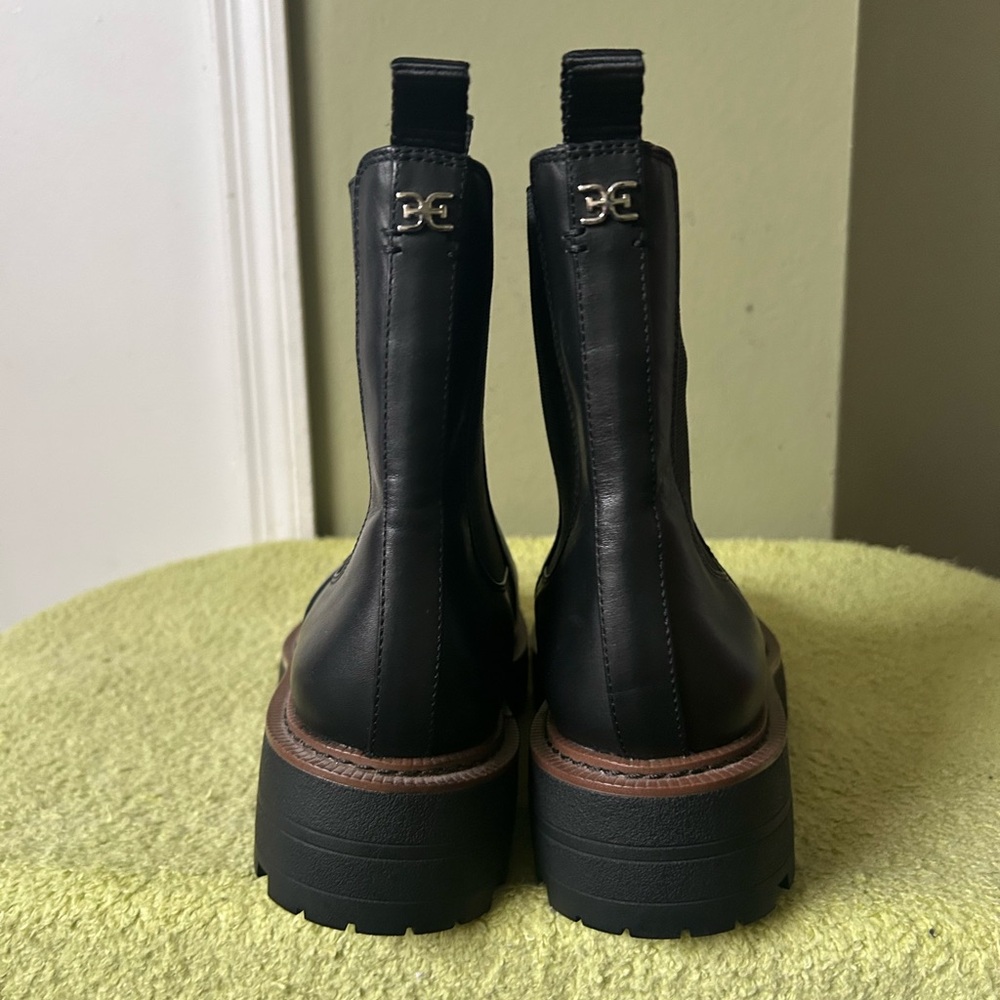 NWOB Sam Edelman Black Leather Ankle Boots Sz 8.5 - Picture 5 of 14
